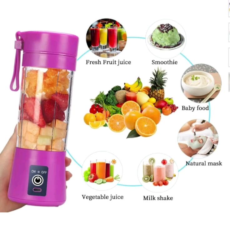 🥤 Portable USB Rechargeable Personal Blender Bottle | Mini Juicer Mixer for Smoothies & Fresh Juice